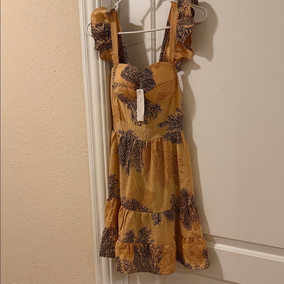 new fashion Dresses & Skirts - Elegant Yellow Floral Midi Dress